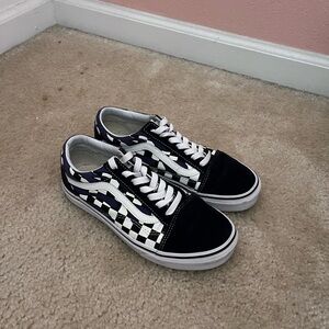 Blue checker flame skool vans women's size 7.5